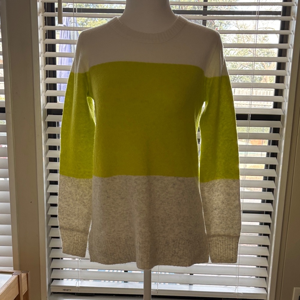 J.Crew Factory Colorblock Sweater – XS – Green/White/Gray Fall Knit